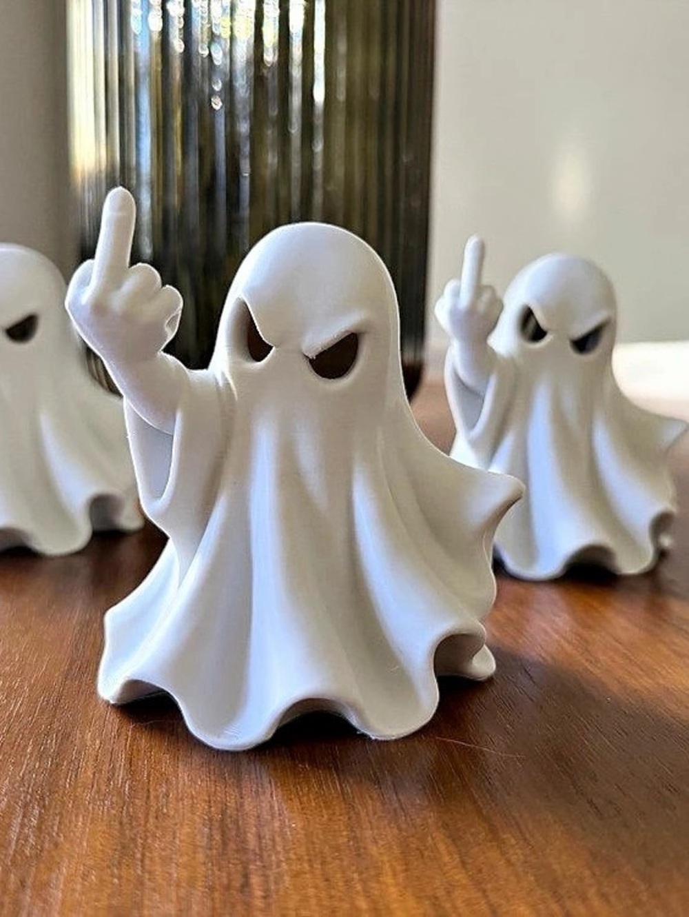 White Ghost Figurine Set of 3 Halloween Decor